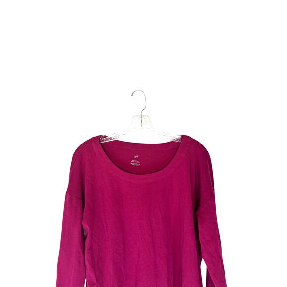 J. Jill Burgundy Basic Soft Simple Supima Scoop Neck Tunic Top Size Medium - Picture 4 of 11